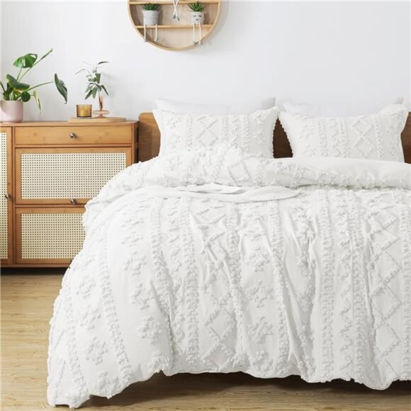 Boho Duvet Cover Queen Size Breathable Tufted Duvet Cover Set for All - Picture 1 of 7